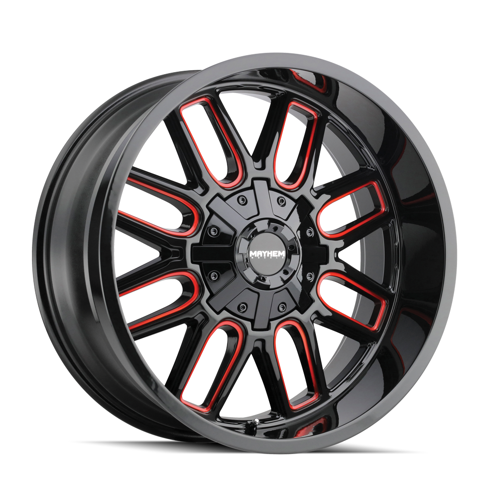 Mayhem COGENT Gloss black milled prism red 20x9 0 5x127|5x139.7mm 87.1mm - Wheelwiz
