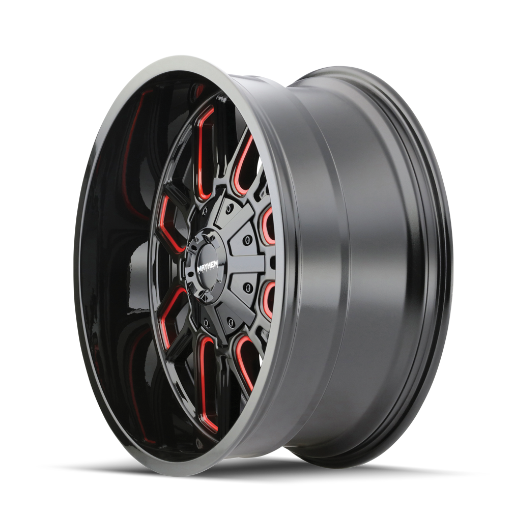 Mayhem COGENT Gloss black milled prism red 17x9 -12 8x165.1|8x170mm 130.8mm - Wheelwiz