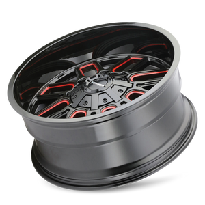 Mayhem COGENT Gloss black milled prism red 20x10 -19 5x127|5x139.7mm 87.1mm