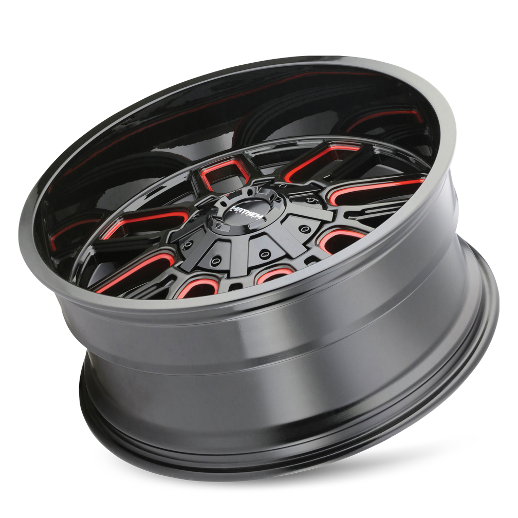 Mayhem COGENT Gloss black milled prism red 20x9 0 5x139.7|5x150mm 110mm - Wheelwiz