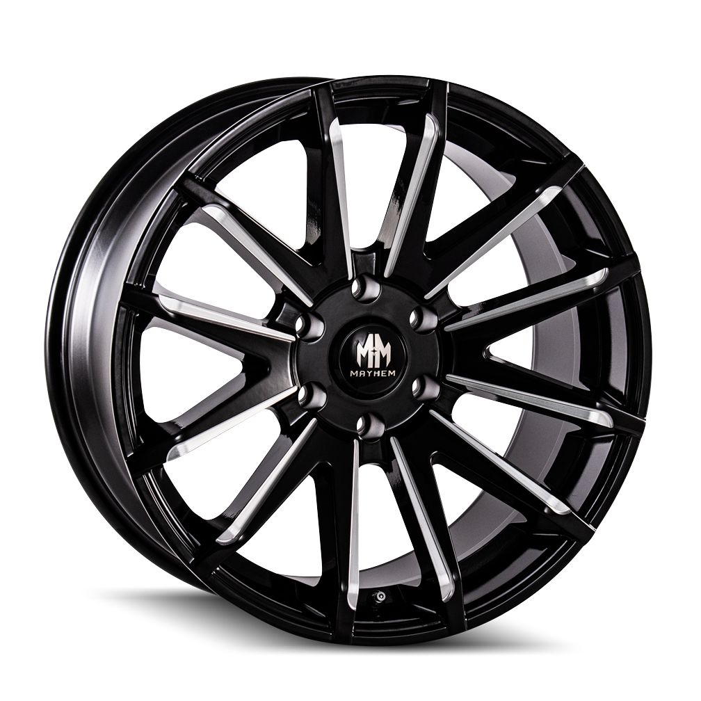 Mayhem CROSSFIRE Gloss black milled 22x9.5 +25 5x150mm 110mm - Wheelwiz