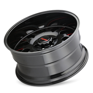 Mayhem TRIPWIRE Gloss black milled prism red 20x10 -19 6x139.7mm 106mm