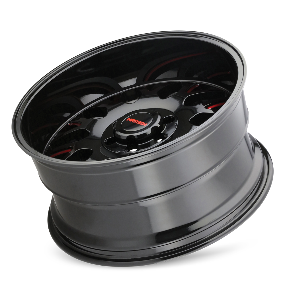 Mayhem TRIPWIRE Gloss black milled prism red 20x10 -19 8x165.1mm 130.8mm - Wheelwiz