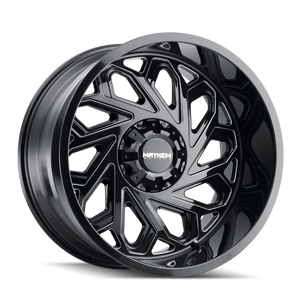 Mayhem ESSEX Gloss black milled 22x12 -51 5x127|5x139.7mm 87.1mm - Wheelwiz