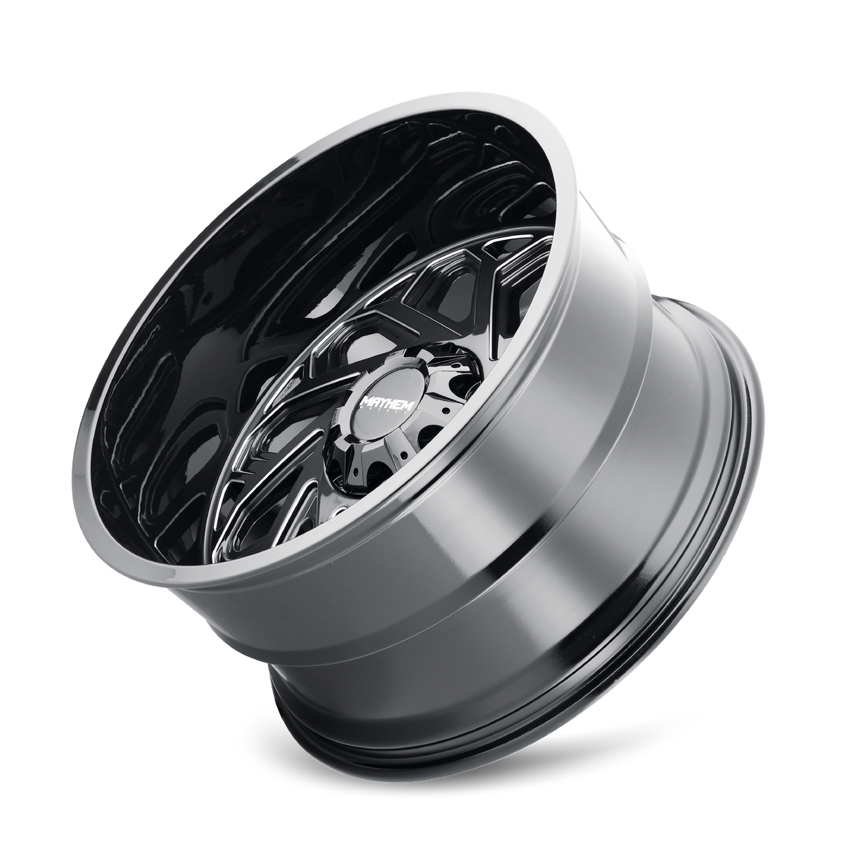 Mayhem ESSEX Gloss black milled 22x12 -51 5x127|5x139.7mm 87.1mm - Wheelwiz