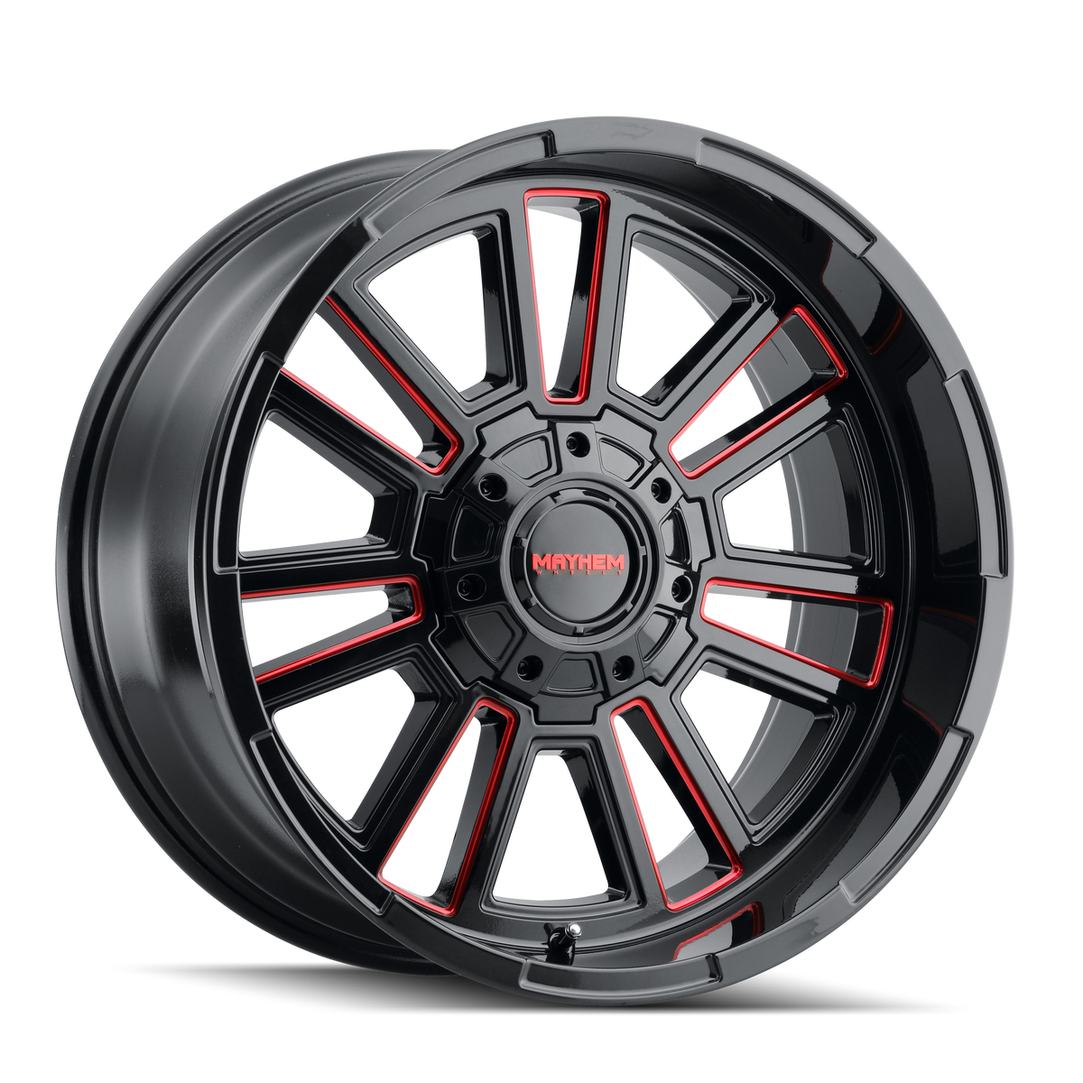 Mayhem APOLLO Gloss black milled prism red 20x10 -19 8x165.1mm 125.2mm - Wheelwiz
