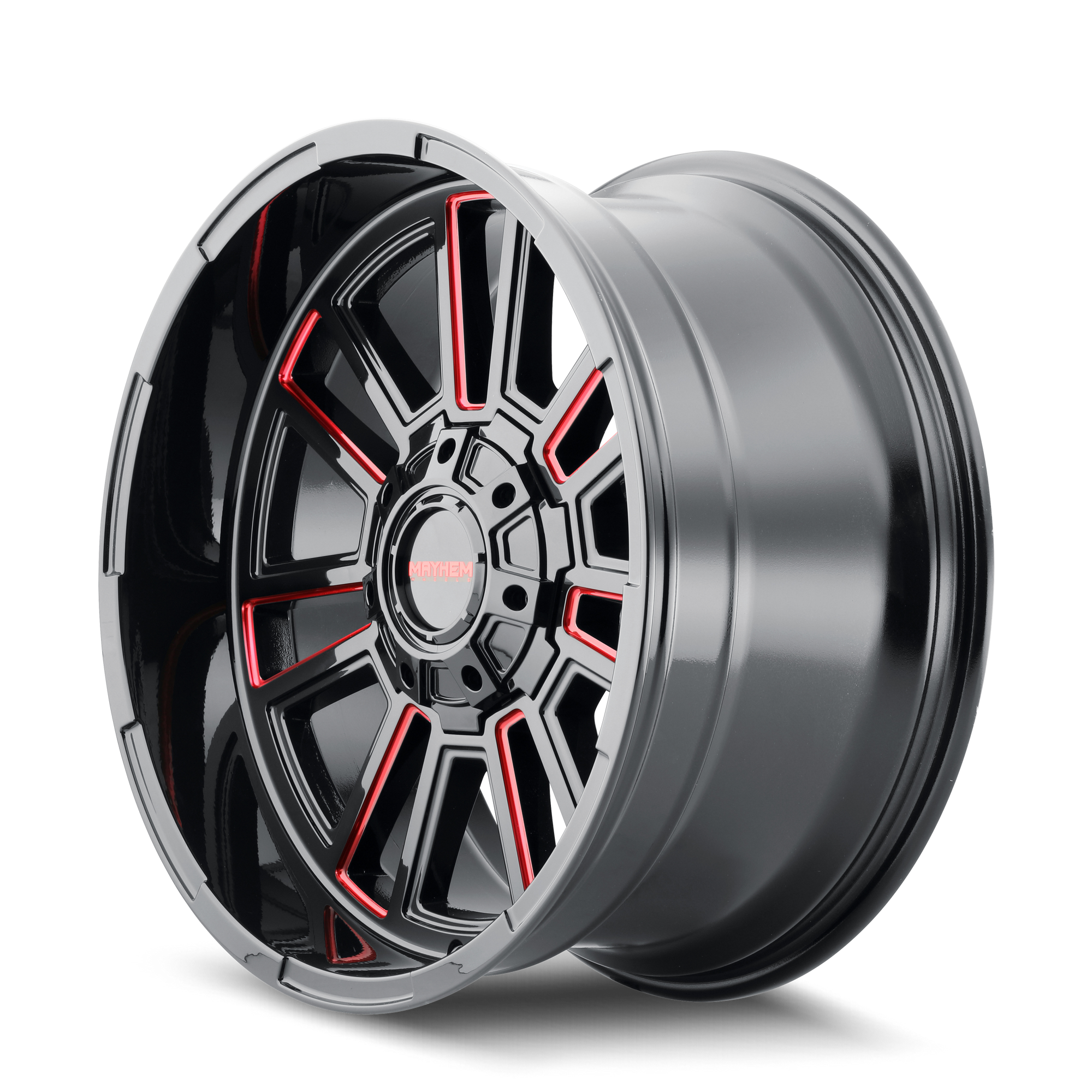 Mayhem APOLLO Gloss black milled prism red 20x9 +18 8x165.1mm 125.2mm