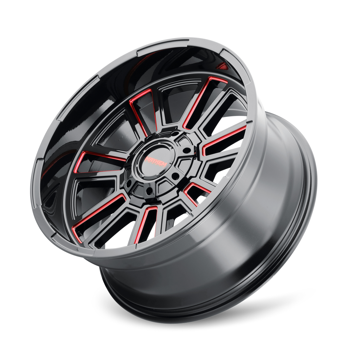 Mayhem APOLLO Gloss black milled prism red 20x9 0 6x135|6x139.7mm 106mm - Wheelwiz