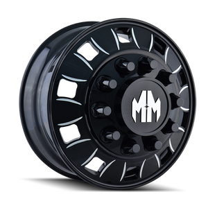 Mayhem BIGRIG Gloss black milled 24.5x8.25 +168 10x285.75mm 220.1mm - WheelWiz