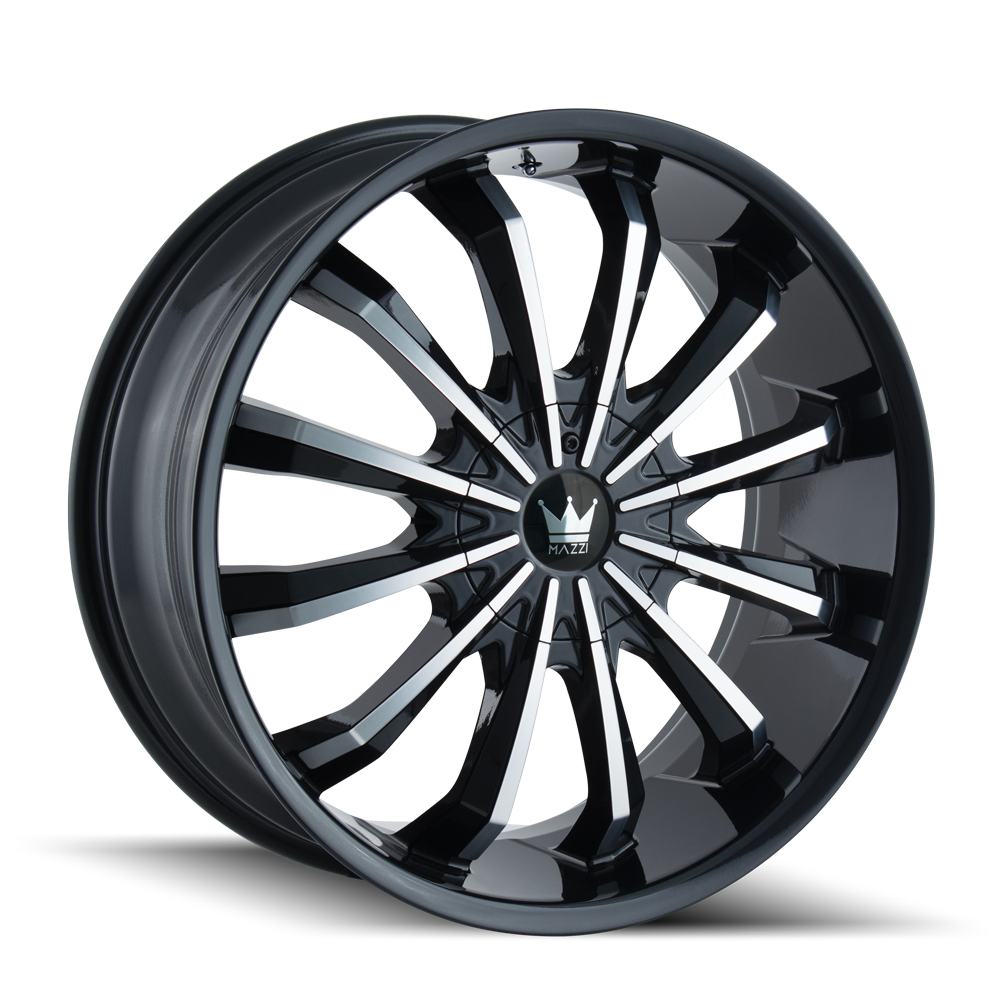 Mazzi FUSION Gloss black machined 22x9.5 +30 6x135|6x139.7mm 106mm - Wheelwiz