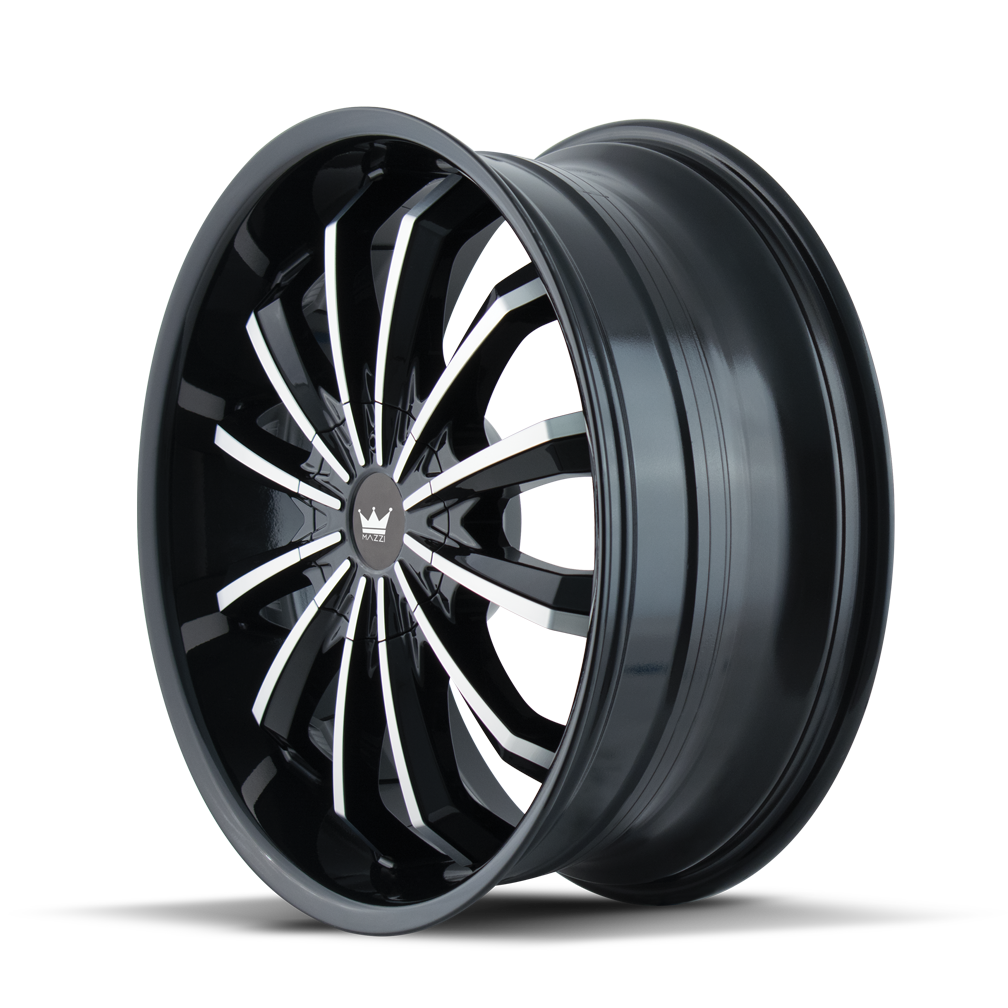 Mazzi FUSION Gloss black machined 24x9.5 +18 5x127|5x139.7mm 87mm - Wheelwiz