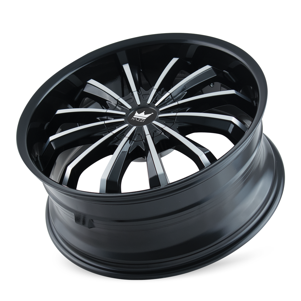 Mazzi FUSION Gloss black machined 22x9.5 +35 5x114.3|5x120mm 74.1mm - Wheelwiz