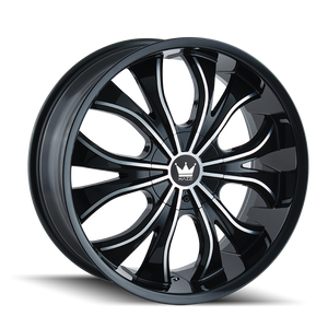 Mazzi HUSTLER Gloss Black/machined Face 24x9.5 5x115,5x120mm 74.1mm - Wheelwiz