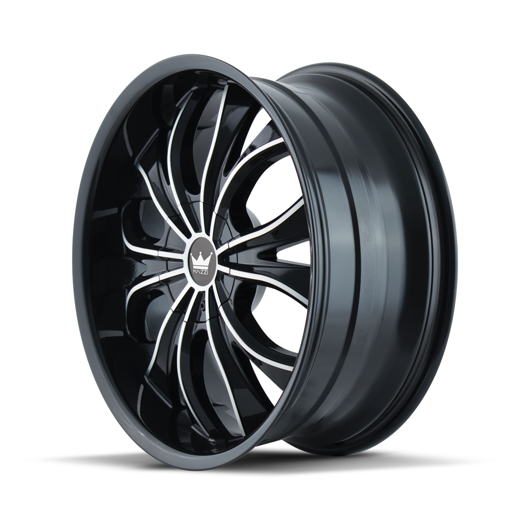 Mazzi HUSTLER Gloss black machined 20x8.5 +35 5x110|5x115mm 72.62mm - Wheelwiz