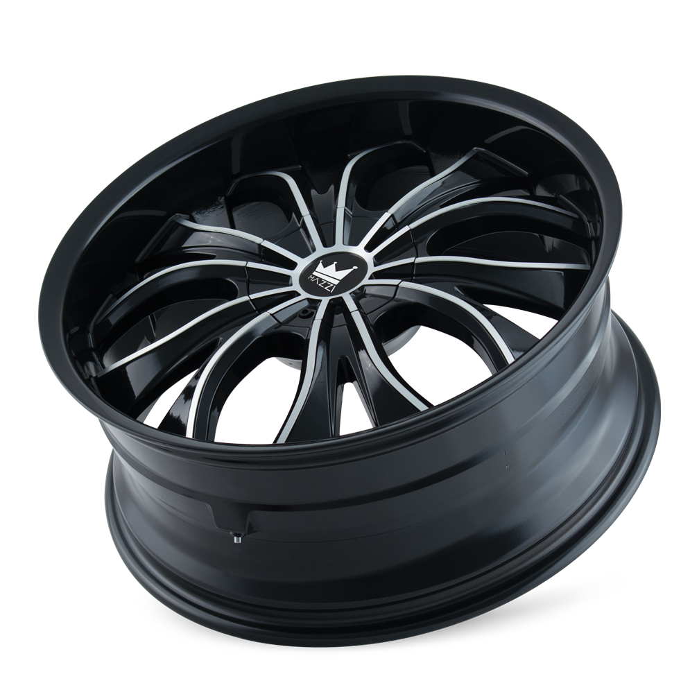 Mazzi HUSTLER Gloss black machined 20x8.5 +35 5x112|5x120mm 74.1mm - Wheelwiz
