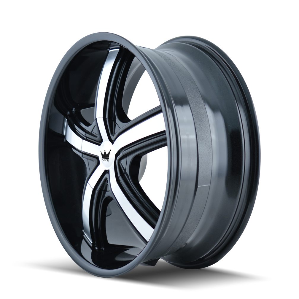 Mazzi BOOST Gloss black machined 20x8.5 +35 5x108|5x114.3mm 72.62mm - WheelWiz