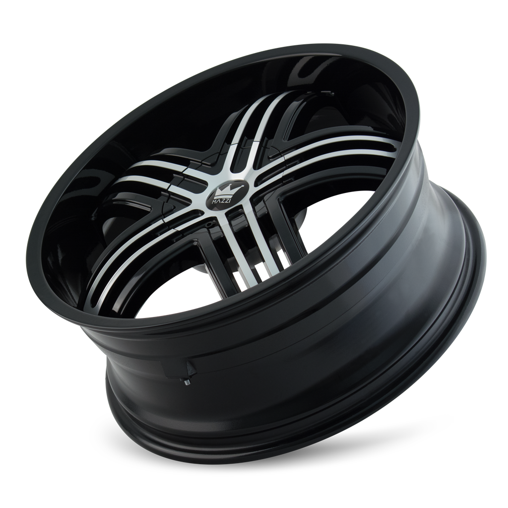Mazzi ENTICE Gloss black machined 20x8.5 +18 5x115|5x139.7mm 87mm - WheelWiz