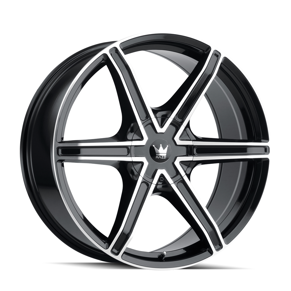 Mazzi STILTS Gloss black machined 20x8.5 +35 5x110|5x115mm 72.6mm - Wheelwiz