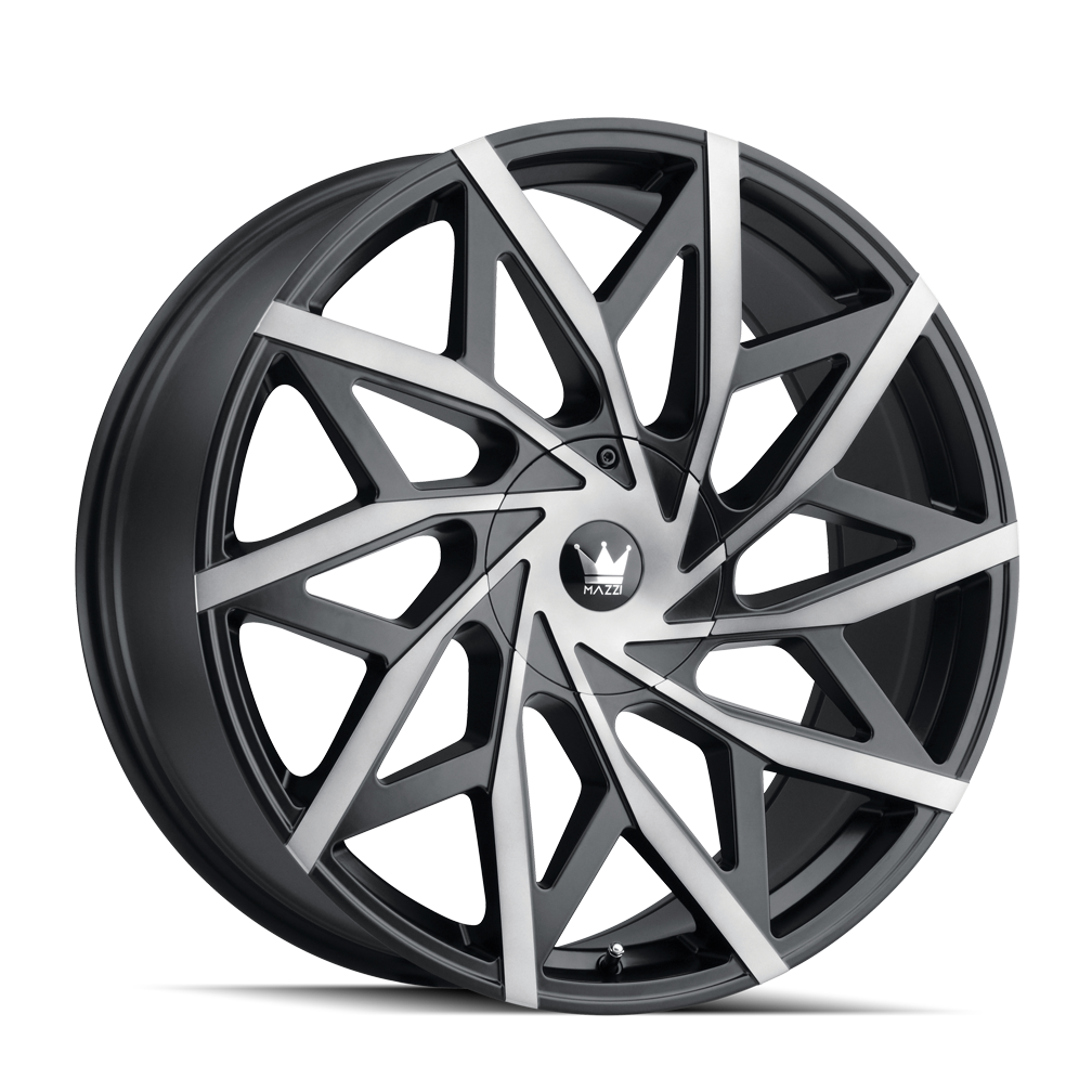 Mazzi BIG EASY Matte black machined with dark 24x9.5 +18 5x115|5x120mm 74.1mm - Wheelwiz