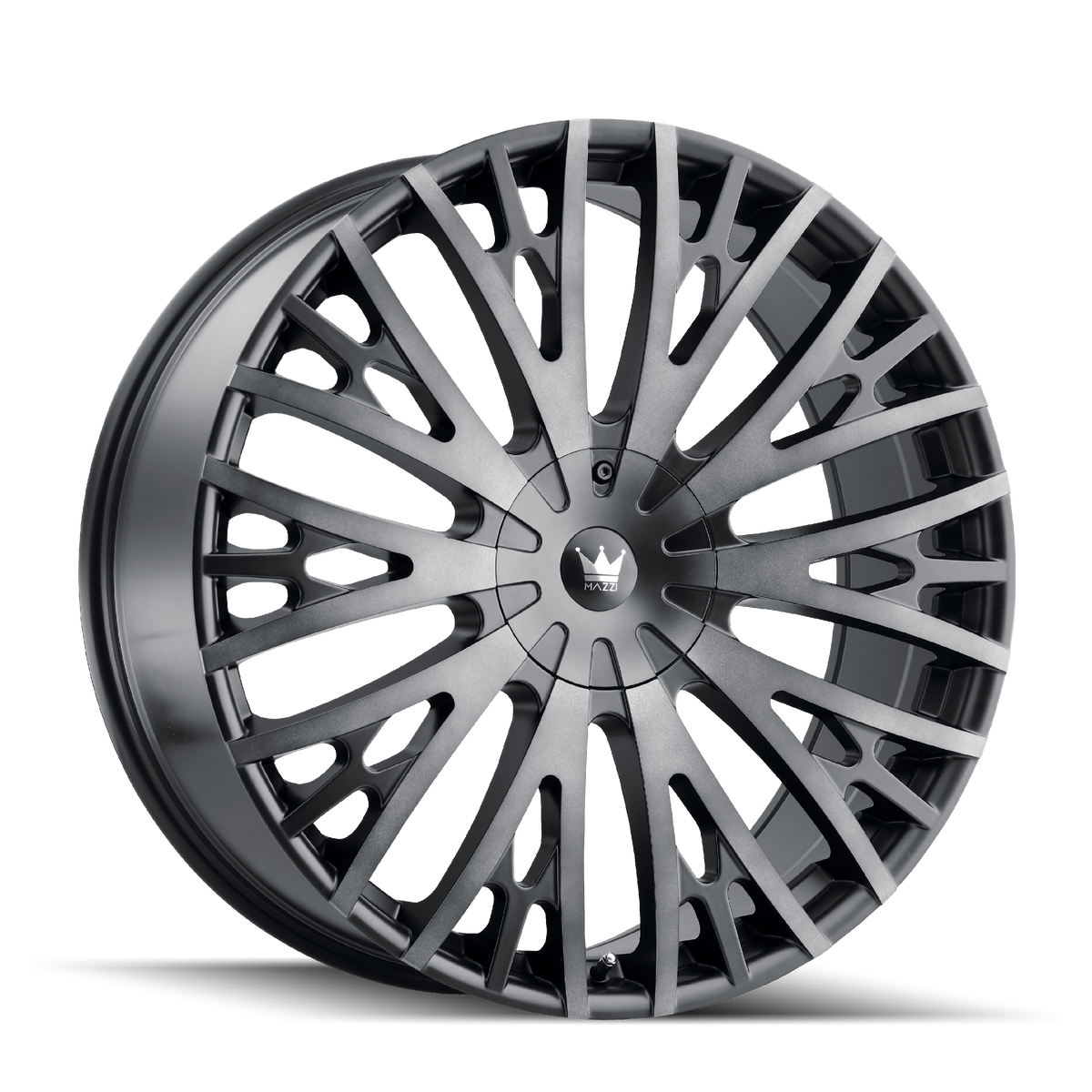 Mazzi TWIST TIE Matte black w/ machined dark tint 18x8 +35 5x108|5x114.3mm 72.6mm - Wheelwiz