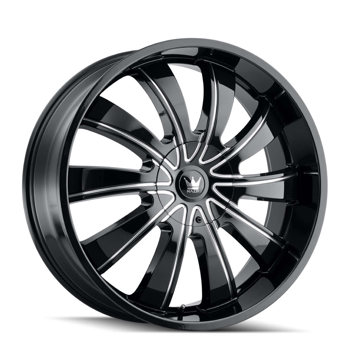 Mazzi ROLLA Gloss black milled 24x9.5 +18 5x127|5x139.7mm 87mm - Wheelwiz
