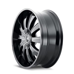 Mazzi ROLLA Gloss black milled 24x9.5 +18 5x127|5x139.7mm 87mm - Wheelwiz