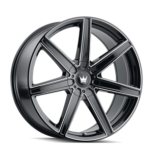 Mazzi LAGUNA Gloss black milled 22x8.5 +38 5x108|5x114.3mm 72.6mm - Wheelwiz