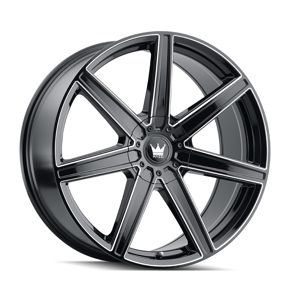 Mazzi LAGUNA Gloss black milled 22x8.5 +38 5x108|5x114.3mm 72.6mm - Wheelwiz