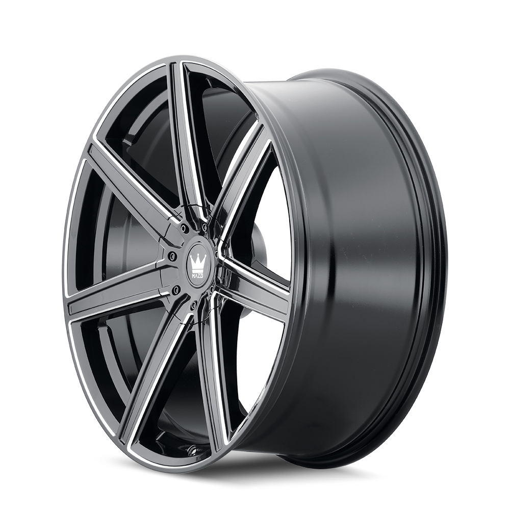 Mazzi LAGUNA Gloss black milled 20x8.5 +35 5x114.3|5x127mm 72.6mm - Wheelwiz