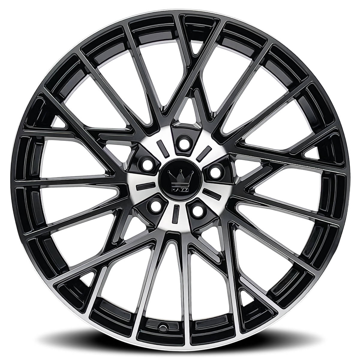 Mazzi JINX Gloss black machined 20x8.5 +38 5x108mm 63.5mm - Wheelwiz