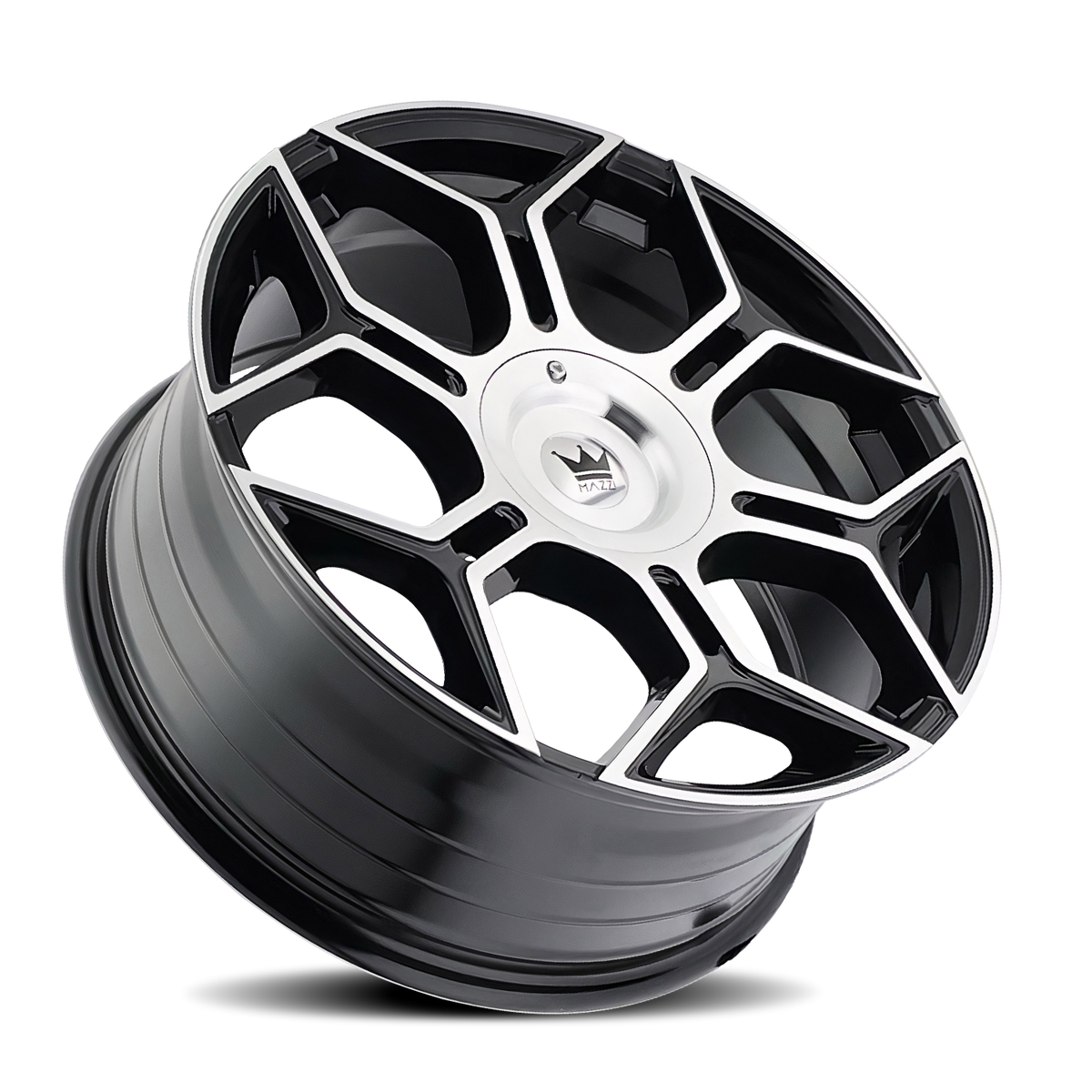 Mazzi LIBRA Gloss black machined 20x8.5 +35 5x112|5x120mm 74.1mm - Wheelwiz