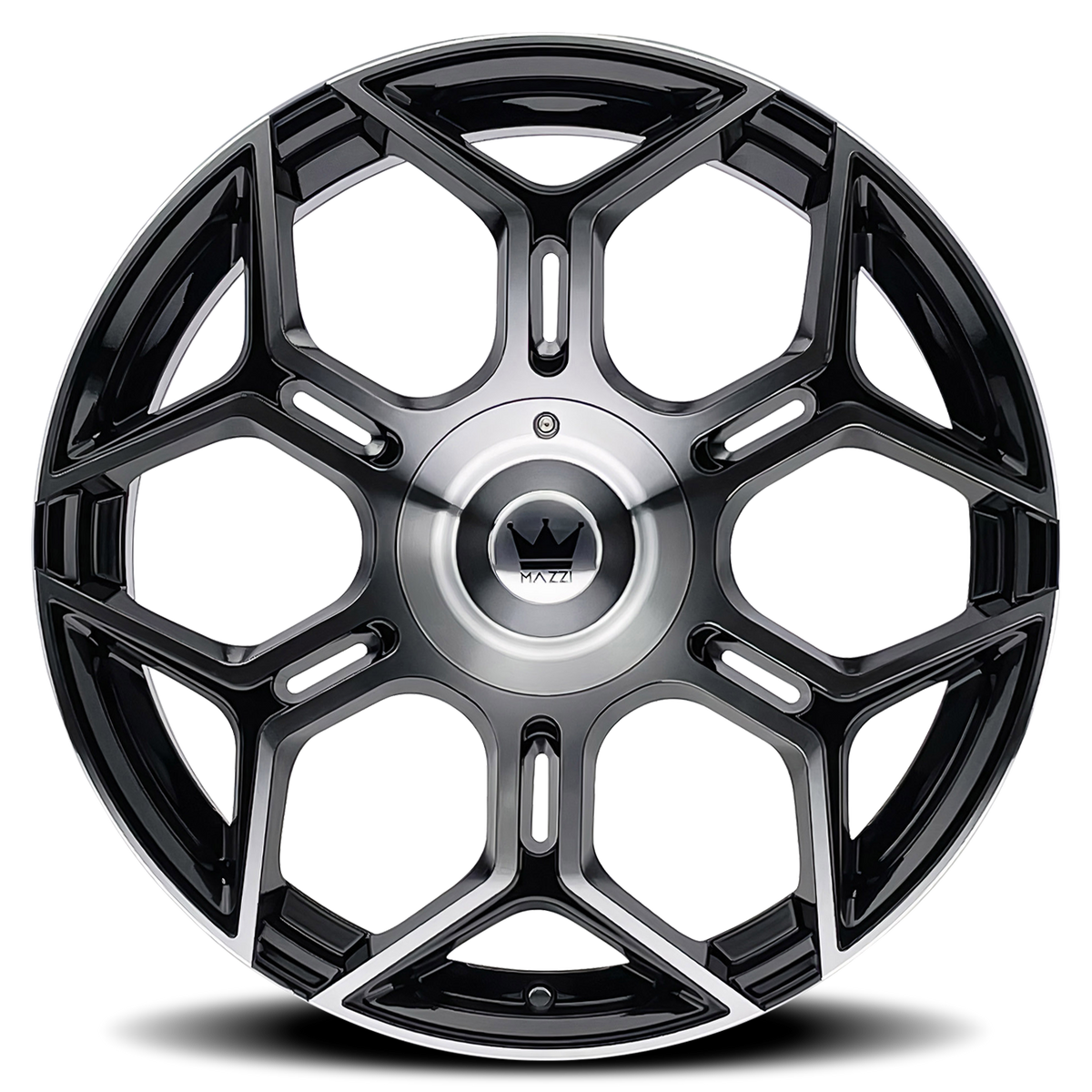 Mazzi LIBRA Gloss black machined 20x8.5 +18 5x115|5x120mm 74.1mm - Wheelwiz