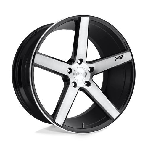 Niche M124 MILAN Gloss Black Brushed 20x8.5 +34 5x112mm 66.6mm - WheelWiz