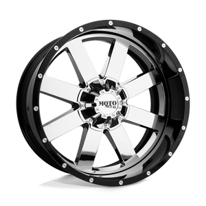 Moto Metal MO200 Chrome Center Gloss Black Milled Lip 20x12 -44 8x165.1mm 125.1mm - WheelWiz