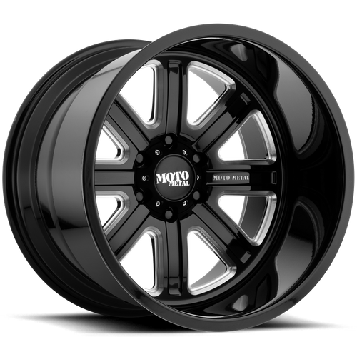 Moto Metal MO402 Gloss Black Milled 22x10 -18 8x165.1mm 125.1mm - WheelWiz