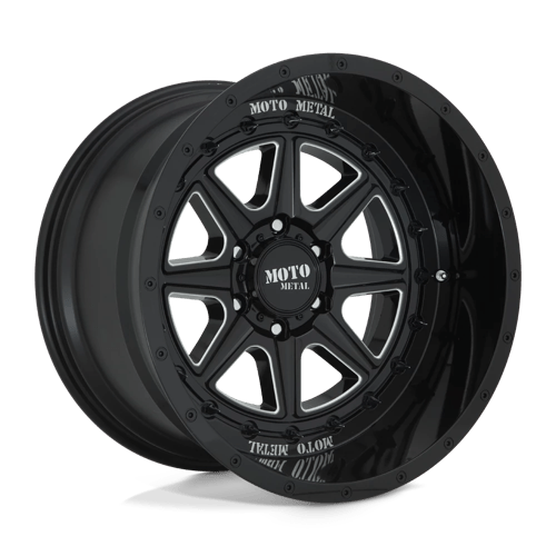 Moto Metal MO801 PHANTOM Gloss Black Milled 20x12 -44 5x127mm 71.5mm - Wheelwiz