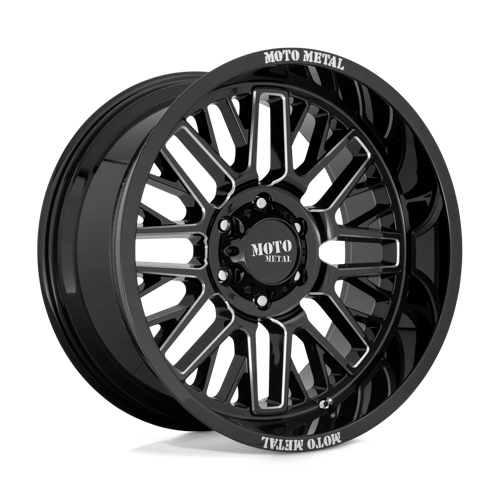 Moto Metal MO802 Gloss Black Milled 20x9 +18 8x165.1mm 125.1mm - WheelWiz