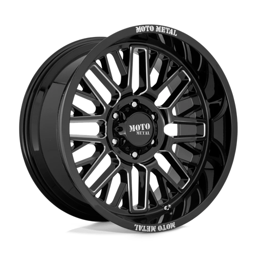 Moto Metal MO802 Gloss Black Milled 22x10 -18 8x180mm 124.2mm - WheelWiz