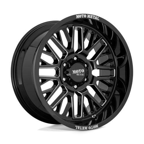 Moto Metal MO802 WARLOCK Gloss Black Milled 20x9 +18 6x114.3mm 66.1mm - Wheelwiz