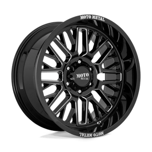 Moto Metal MO802 WARLOCK Gloss Black Milled 20x9 +18 6x114.3mm 66.1mm - Wheelwiz