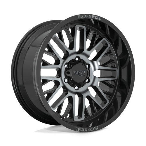 Moto Metal MO802 WARLOCK Gloss Black Mach W/ Gray Tint 20x9 +18 8x180mm 124.2mm - Wheelwiz
