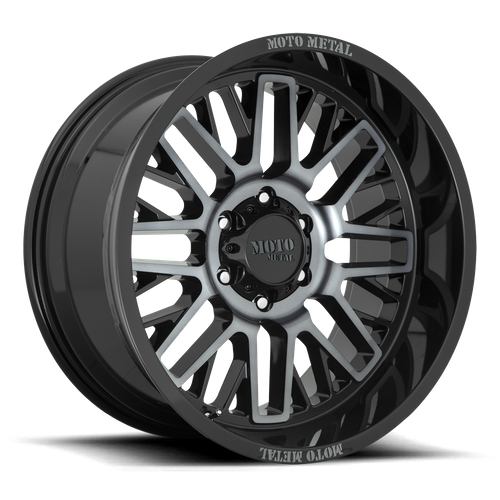 Moto Metal MO802 WARLOCK Gloss Black Mach W/ Gray Tint 20x9 +18 8x180mm 124.2mm