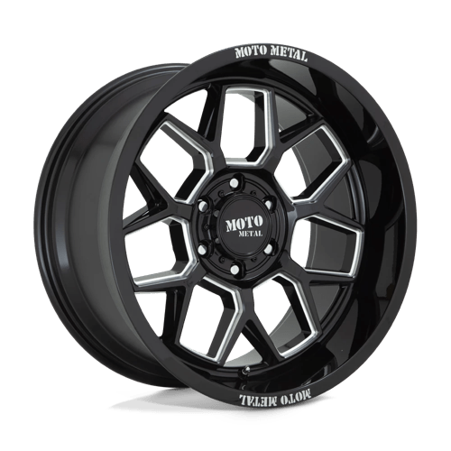Moto Metal MO803 BANSHEE Gloss Black Milled 20x10 -18 8x180mm 124.2mm - Wheelwiz