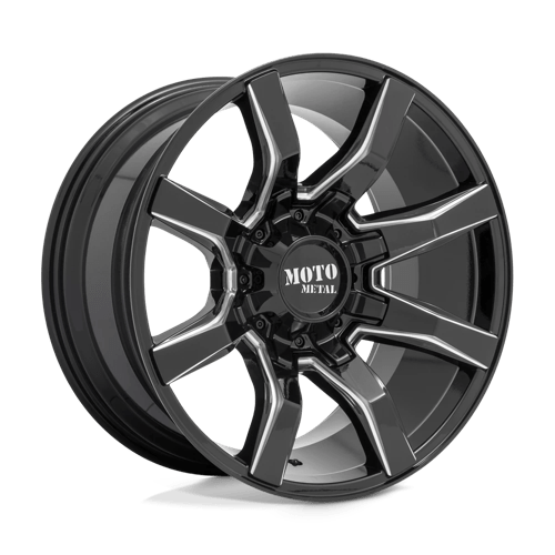 Moto Metal MO804 SPIDER Gloss Black Milled 20x9 +18 5x127|5x139.7mm 78.1mm - WheelWiz