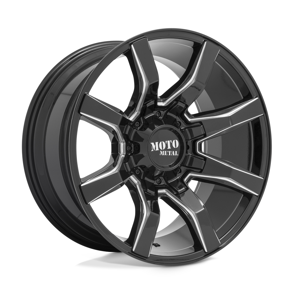 Moto Metal MO804 SPIDER Gloss Black Milled 20x9 +18 5x127|5x139.7mm 78.1mm - WheelWiz