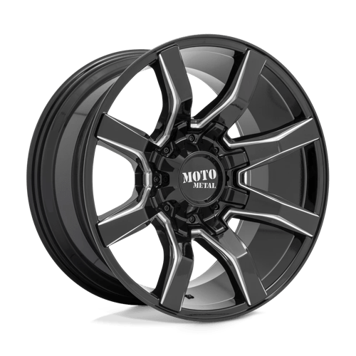 Moto Metal MO804 SPIDER Gloss Black Milled 20x9 +18 6x120|6x139.7mm 78.1mm - Wheelwiz