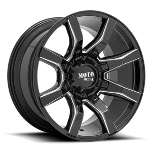 Moto Metal MO804 SPIDER Gloss Black Milled 20x9 0 5x127|5x139.7mm 78.1mm - Wheelwiz
