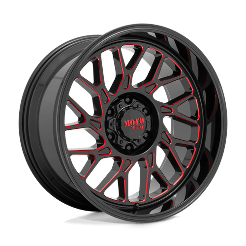 Moto Metal MO805 Gloss Black Milled W/ Red Tint 22x10 -18 6x139.7mm 106.1mm - Wheelwiz