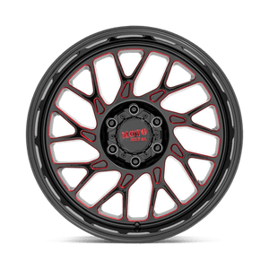 Moto Metal MO805 Gloss Black Milled W/ Red Tint 22x10 -18 6x139.7mm 106.1mm - Wheelwiz