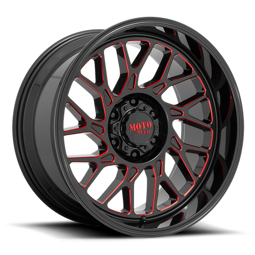 Moto Metal MO805 Gloss Black Milled W/ Red Tint 20x10 -18 6x135mm 87.1mm
